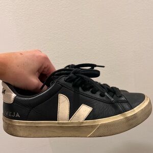 Veja Black and Cream Sneakers size 6.5
